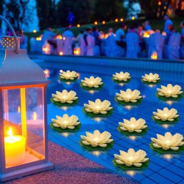 Imagem de Luzes flutuantes Liliful Lotus Flores artificiais realistas