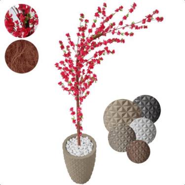 Imagem de Árvore Cerejeira Curvada Pink Artificial Com Vaso Grande - Flor de Men