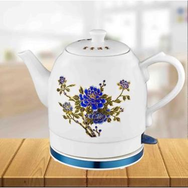 Imagem de Chaleira Elétrica De Cerâmica De Porcelana Azul E Branca Chaleira De Chá Sem Fio Ferve água Rapidamente Para Sopa De Café E Aveia Design Elegante, 001