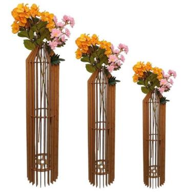 Imagem de Vaso de Chão Decorativo Grande MDF PENEDO - LENOBRE, MDF CRU, Kit com 