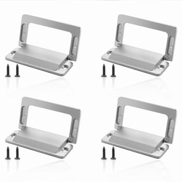 Imagem de LELE LIFE 4 peças de puxadores de armário de anel nivelado, puxadores de gaveta dobráveis embutidos, puxadores de porta de móveis de perfil baixo de liga de zinco para guarda-roupa de armário, níquel