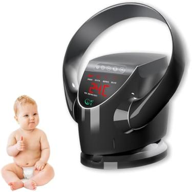 Imagem de Mesa De 8 Velocidades Sem Lâmina Montada Na Parede Fs Mesa De Pedestal F Oscilante Com Temporizador De Sono Controle Remoto Home Silent F Led Display, Black