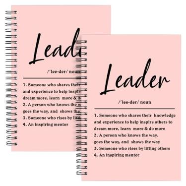 Imagem de WHLBHG Leader Gift Spiral Journal Leader Definition Gift Boss Appreciation 2 peças caderno espiral forrado mentor presente Boss Journal Notebook para mulheres e homens (espiral - 2 peças Líder rosa)