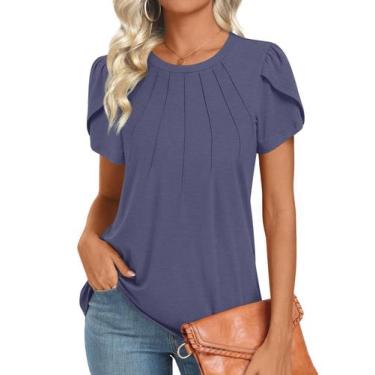 Imagem de Túnica Addtoo feminina 2025, verão, roxa, cinza, manga curta