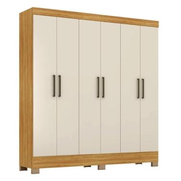 Imagem de Guarda Roupa Casal Prático 6 Portas Cinamon Touch/off White - Demóbile Cinamon Touch/off White