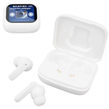 Imagem de EBTOOLS Fones de Ouvido Sem Fio, Fones de Ouvido Bluetooth 5.4 Com Tela de Toque de Lcd Em Cores, Driver Dinâmico de 13 Mm, Som 3D Imersivo, 5 Modos de Equalizador, Conforto Leve (Branco)