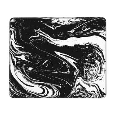 Imagem de Arte ombré abstrata retrô mármore preto branco base de borracha antiderrapante escritório gaming mouse pad para computador laptop acessórios de mesa 19 x 23 cm