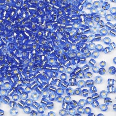 Imagem de Grânulos de sementes a granel azuis 200 gramas cerca de 3380 peças, brincos de artesanato de vidro 6/0 de 4 mm, pulseiras, pingentes, joias de cintura, contas de sementes artesanais DIY (forro de