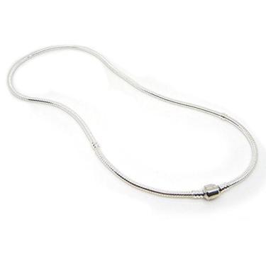 Imagem de NicelyFit Colar de corrente de cobra banhado a prata Pandora berloques joias contas, Prata, 60cm/23.5 Inch