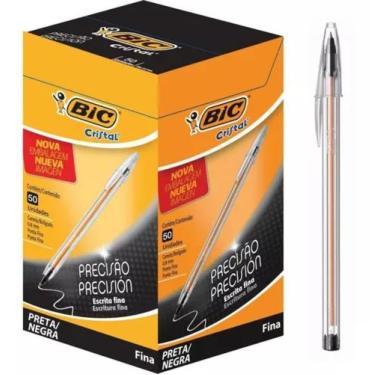 Imagem de Caneta Esferográfica Ponta Fina 0.8mm Preta caixa com 50 Unidades - Bi