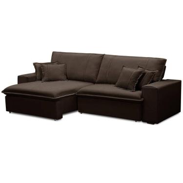 Imagem de Sofá Retrátil Reclinável Para Sala 3 Lugares 230cm Varsov F04 Veludo Marrom Escuro - Lyam Decor