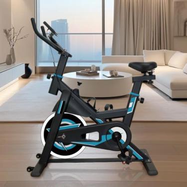 Imagem de Bicicleta Ergométrica Spinning 5kg Volante Estofado PU com Monitor (Azul)