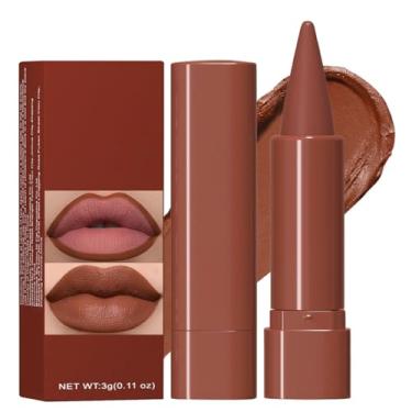 Imagem de Erinde Conjunto de delineador labial 2 em 1 e batom, delineador labial cremoso, cor fosca, marrom escuro, vermelho, lápis de lábios cremoso, alta pigmentação, longa duração, à prova d'água, à prova de