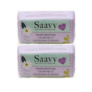 Imagem de Saavy Naturals Pacote com 2 sabonetes de camomila para bebês de 100 ml | Cuidados com a pele orgânica para a hora do banho infantil com manteiga de karité e moringa | Presentes para chá de bebê |