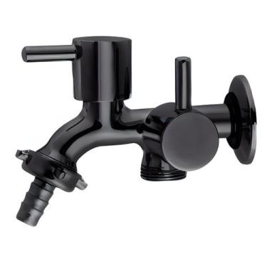 Imagem de Torneira para Máquina de Lavar Roupa com Bucha, cor preta. Marca Kelly