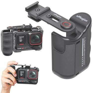 Imagem de XYYORITRIX Conjunto de adaptador/suporte de alça de câmera (pega/gaiola/adaptador) para GoPro Hero 13 12 11 10 9/Insta360 Ace Pro2/Ace Pro/Ace/DJI Action 5 Pro/4 3 com botão de obturador (suporte de