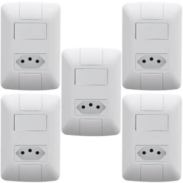 Imagem de Kit 5 Conjunto Interruptor Paralelo + Tomada 10a Tramontina