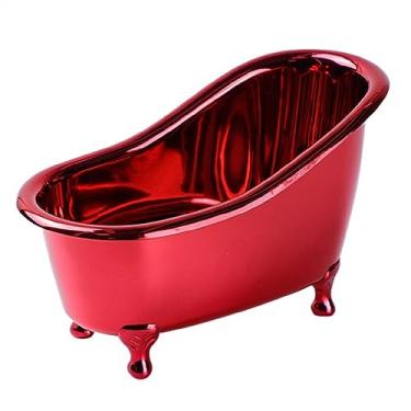 Imagem de balde de vinho Mini balde de gelo pequeno em forma banheira, caixa fixação cosmética, saboneteira, pequena mercearia, decoração casa, 3 cores Refrigerador de cerveja(Red)