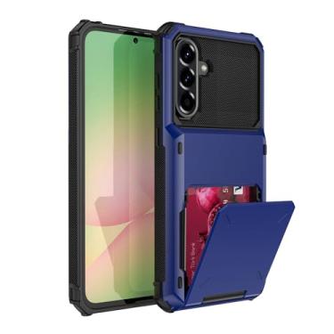 Imagem de SORAKA Capa para Samsung Galaxy A56 5G com suporte para cartão PC TPU 2 em 1 capa bumper de camada dupla à prova de choque pode conter 5 cartões azuis
