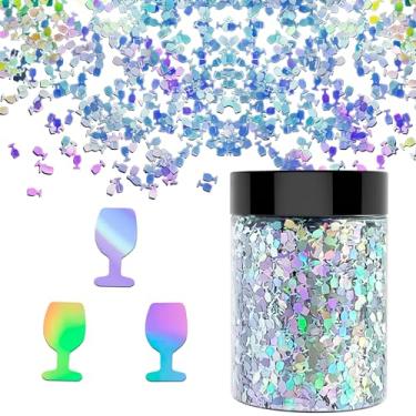 Imagem de 【50 g/49,9 g taça de vinho de 5 mm】 Glitter holográfico grosso, glitter LightStone Sparkles, glitter a granel para artesanato, resina, pintura, arte de unhas, cabelo, copos, geleca, decoração de