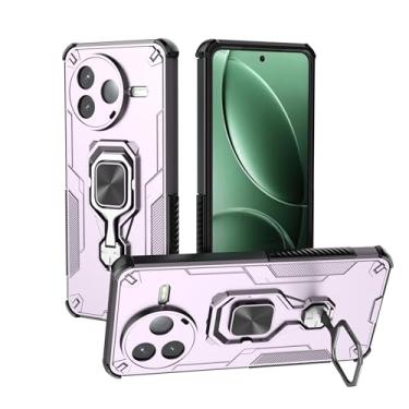 Imagem de SORAKA Capa para Xiaomi Poco F7 Pro com suporte de metal rotativo de 360 graus, peça magnética de ferro para suporte magnético de telefone e carro, roxo