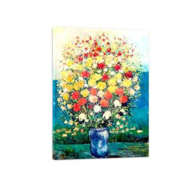 Imagem de Flores Pintura em tela Famosa Pintura Reprodução-Quadros para sala de estar-Vaso flores 2-Pôster pronto para pendurar Tela Embrulhada 50x70cm