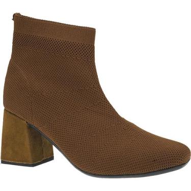 Imagem de Bota Feminina Knit Meia Salto Grosso Bico Quadrado Médio - LAZZLU, Car