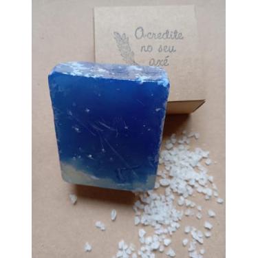 Imagem de Sabonete Natural de Anil e Sal Grosso, Limpeza Energética, 90g, Base Glicerina Vegetal