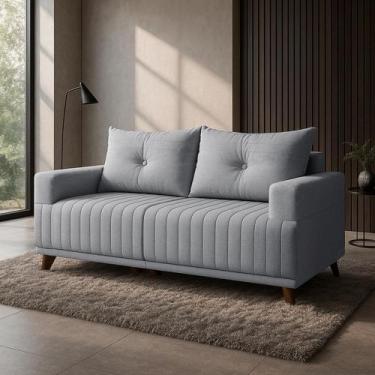 Imagem de Sofá 3 Lugares Leona em Linho Bom Pastor, Linho Cinza