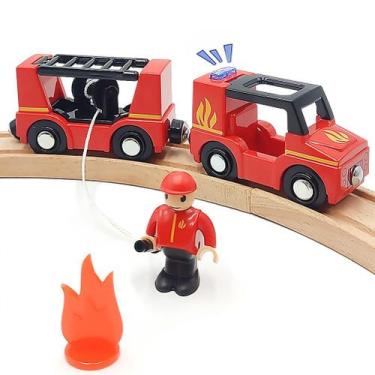 Imagem de Conjunto de acessórios de trilhos de trem de madeira para caminhões de