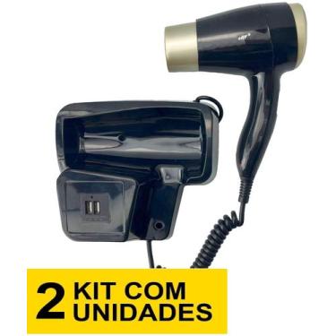 Imagem de Kit 2 Secador De Cabelos Parede 2000w City Hotel Academia Banheiro Ion