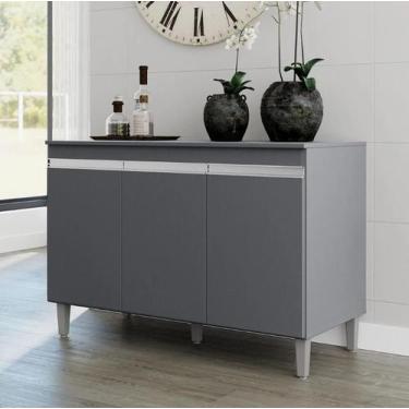 Imagem de Balcão Gabinete de Pia Manu 120cm S/ Tampo Cinza - Ajl Móveis - Ajl Mo
