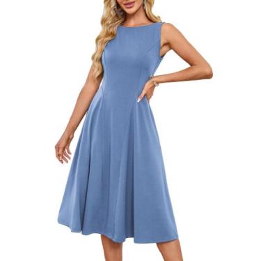 Imagem de Vestido de festa GRACE KARIN sem mangas A Line com bolsos azul S