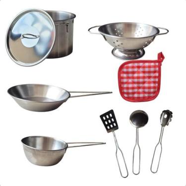 Imagem de Brinquedo Cozinha Infantil mini Jogo Panelas Inox Completa - TOP KIDS