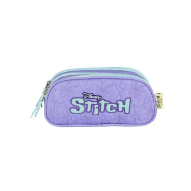 Imagem de Estojo Stitch Triplo Infantil Passeio Meninas Disney Escolar, Roxo