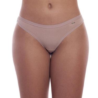 Imagem de Calcinha Fio Dental Algodão Feminina Loba Lupo, G, Natural