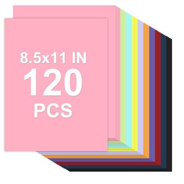 Imagem de Cartolina colorida 21 x 28 cm, papel colorido para impressora de 10 cores 34 kg/200 g/m², 120 folhas, papel cartolina de cores sortidas para convites, cartões DIY, cartões de visita, menus, artesanato