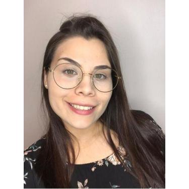 Imagem de Armação Óculos Grau Feminino Redonda Moçambique Preto Com Dourado - Pa