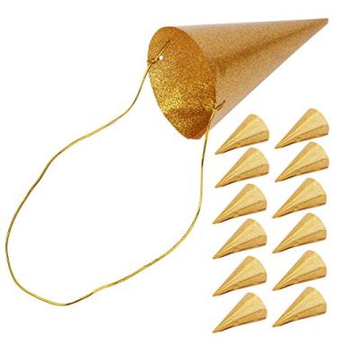 Imagem de RiToEasysports Chapéus de Festa, Chapéus de Cone de Festa de Aniversário, Coroa de Aniversário Com Glitter, Fácil de Montar, para Crianças, Adultos, Comemoração de Feriado (GOLD)