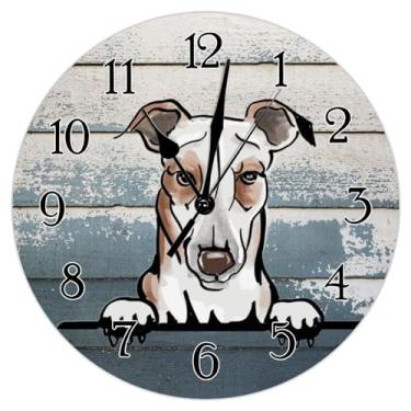 Imagem de TLTDSMY Relógio de madeira Chihuahua Relógio de madeira aquarela espiando cachorro mãe relógios de animal de estimação para parede sem tique-taque operado por bateria relógio redondo relógios memorial