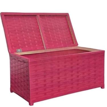 Imagem de Caixa Organizadora de Brinquedos com Tampa Articulada - Design Moderno em Tecido, Estrutura em Madeira e Pronta para Uso (rosa pink)