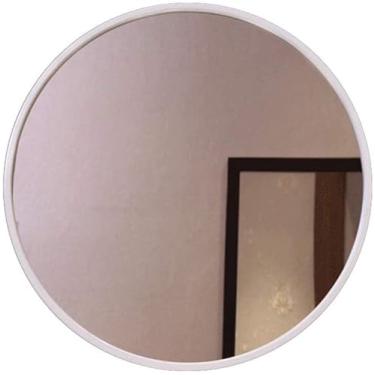 Imagem de EHVYBDX Espelho cosmético espelho de maquiagem para pendurar na parede casa de banho espelho moderno minimalista decorativo redondo espelho de vaidade de ferro forjado espelhos de vaidade montados na