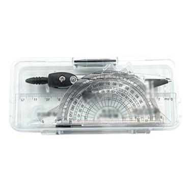 Imagem de Bússola geométrica 7 peças conjunto de bússola matemática bússola de desenho transportador e conjunto de bússola com caixa de armazenamento regras de transportador bússola apagador de chumbo bússola