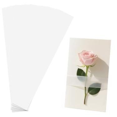 Imagem de 100 faixas de barriga transparentes para convite, acessórios de convite de 30 x 5 cm, cintos de papel de ácido sulfúrico, embalagem de cartão envelope de festa (transparente)