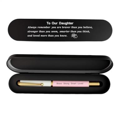 Imagem de Presente para filha, caneta gravada com citação encorajadora, presente inspirador de aniversário de formatura, caneta de tinta gel preta