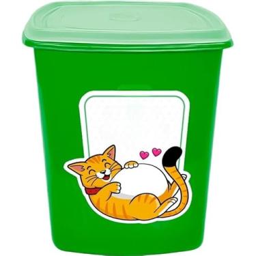 Imagem de Porta Ração 6 litros Pote para Ração de Cães e Gatos (Gato Verde,1 unidade)