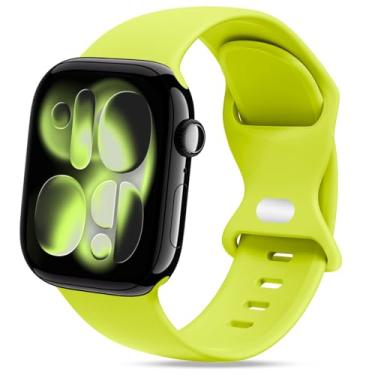 Imagem de STG Sport Pulseira de relógio compatível com Apple Watch de 38 mm, 40 mm, 41 mm, 42 mm, 44 mm, 45 mm, 49 mm, P/M e M/G para mulheres/homens, à prova d'água, silicone macio, acessórios para iWatch Ultra SE Series 8/7/6/5/4/3/2/1 (38 mm/40 mm/41 mm M/G, amarelo limão)