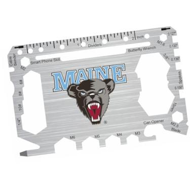 Imagem de Cartão multiferramentas de bolso 46 em 1 da University of Maine com régua em polegadas – Ferramenta de carteira EDC de sobrevivência com chaves de fenda, chaves, abridor de garrafa e lata, cortador de