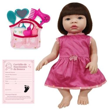 Imagem de Kit Boneca Bebê Baby Kiss Tipo Reborn C/ Bolsa Maternidade - Sid Nyl