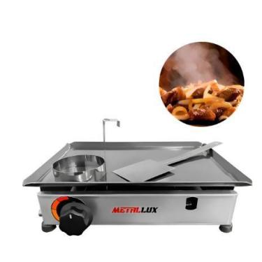 Imagem de Chapa De Lanche Hotdog Hambúrguer 35x24 Á Gás Kit - metallux